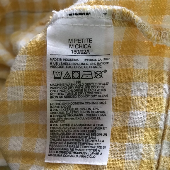 Old Navy Square Neck Linen Blend Mini Dress Yellow Gingham M Petite - Picture 16 of 16